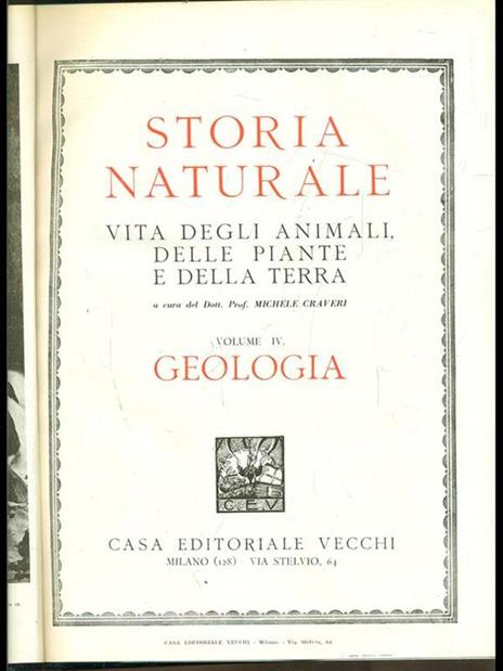 Storia naturale Vol. IV. Geologia - Michele Craveri - copertina