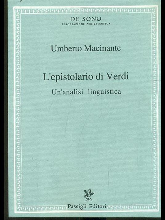 L' epistolario di Verdi. Un'analisi linguistica - Umberto Macinante - 2
