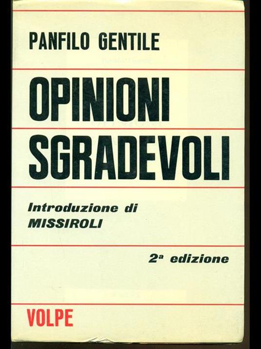 Opinioni sgradevoli - Panfilo Gentile - copertina