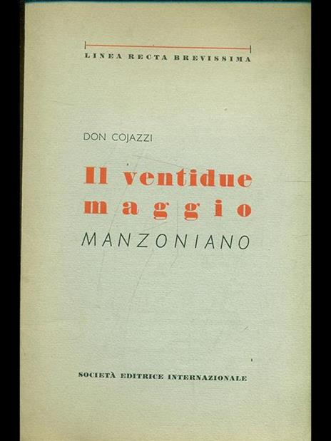 Il ventidue maggio manzoniano - Antonio Cojazzi - copertina
