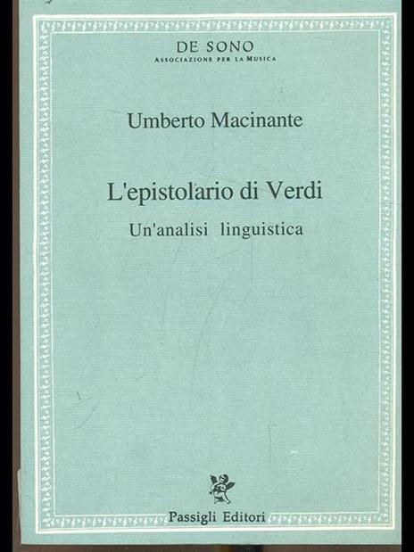 L' epistolario di Verdi. Un'analisi linguistica - Umberto Macinante - copertina