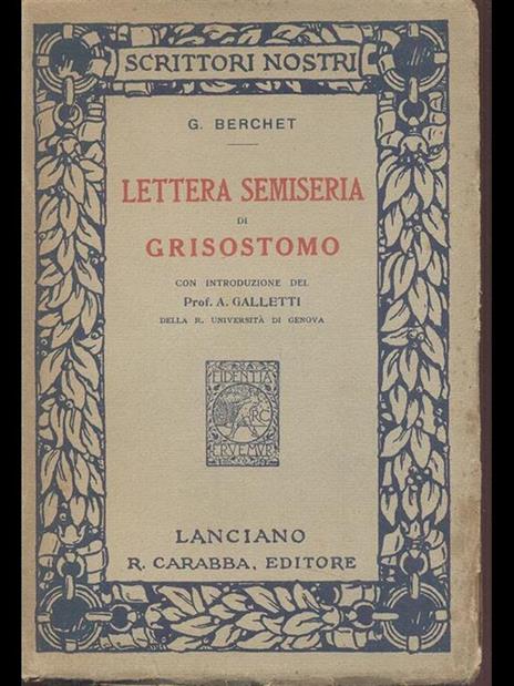 Lettera semiseria di Grisostomo - copertina