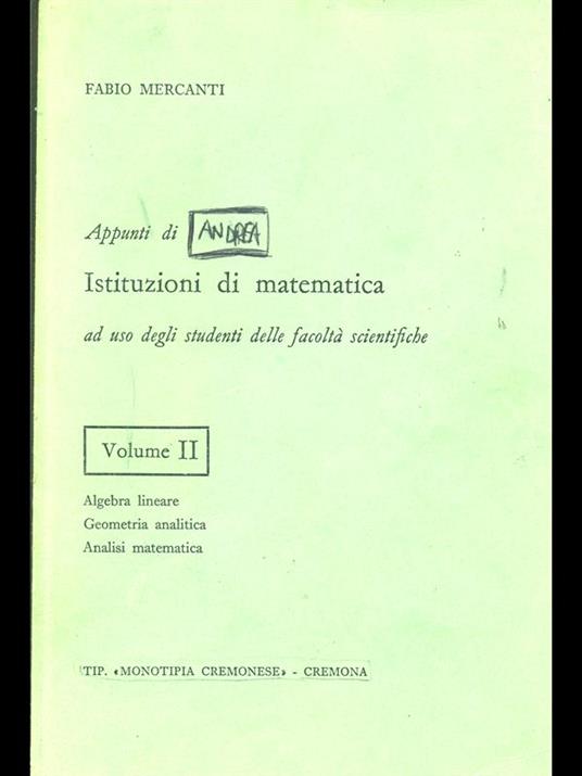 Analisi matematica II - Appunti