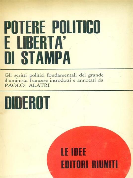 Potere politico e libertà di stampa - Denis Diderot - copertina