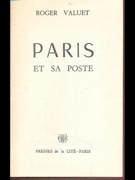 Paris et sa poste - Roger Valuet - copertina