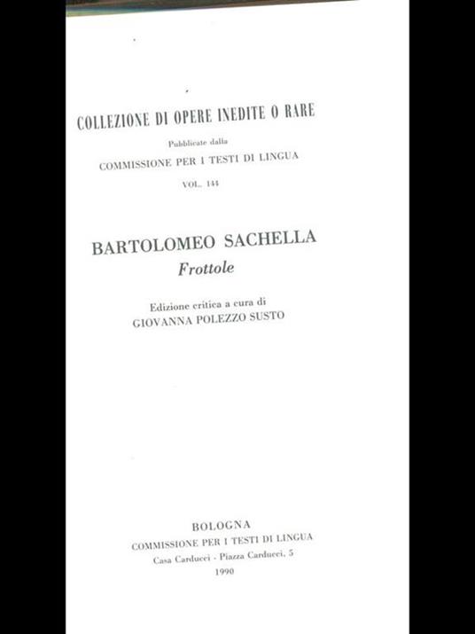 Bartolomeo Sachella. Frottole - copertina