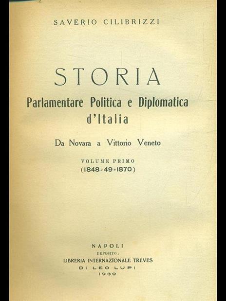 Storia parlamentare d'Italia Vol. 1 - Saverio Cilibrizzi - copertina