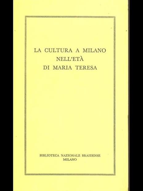 La cultura a Milano nell'età di Maria Teresa - copertina