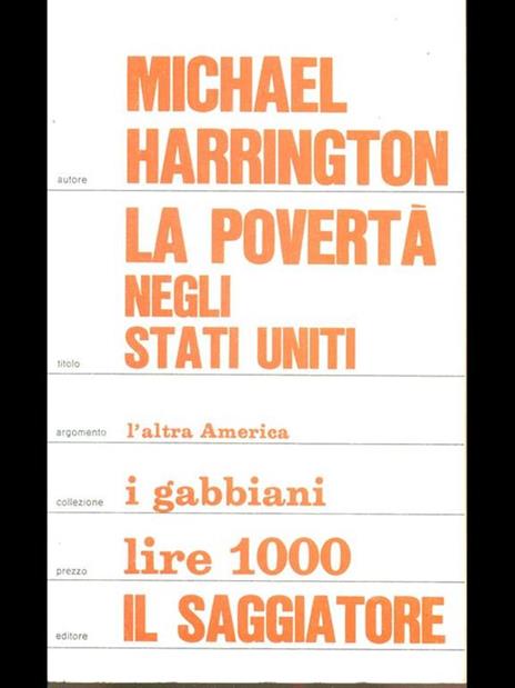 La povertà negli Stati Uniti - Michael Harrington - copertina