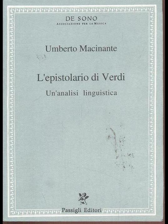 L' epistolario di Verdi. Un'analisi linguistica - Umberto Macinante - copertina