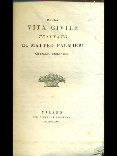 Trattato della vita civile - Matteo Palmieri - copertina