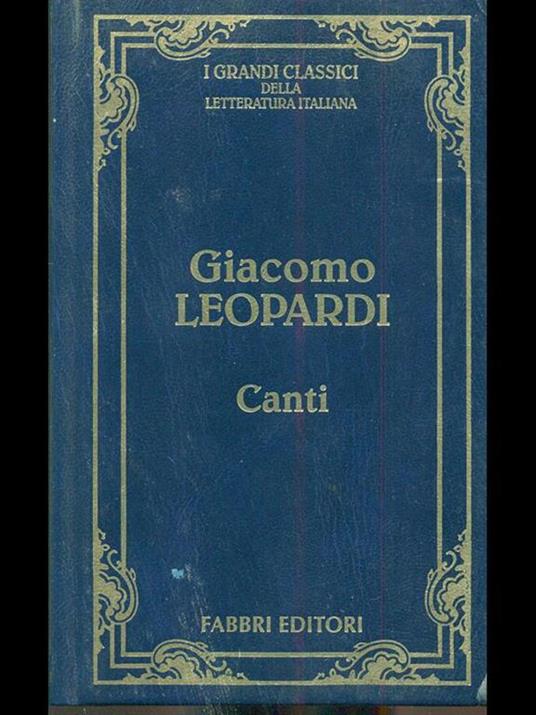 Canti - Giacomo Leopardi - copertina