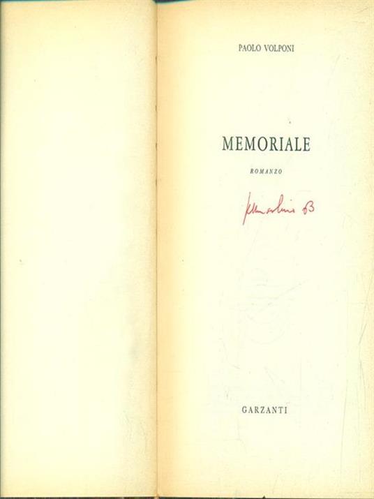 Memoriale - Paolo Volponi - copertina