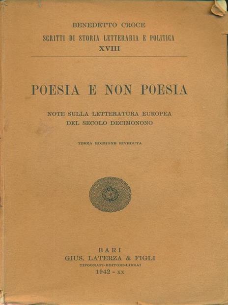 Poesia e non poesia - Benedetto Croce - copertina