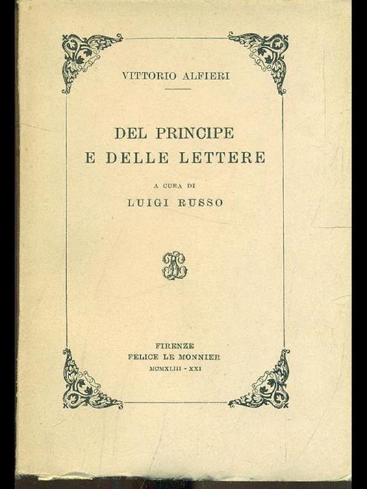 Del principe e delle lettere - Vittorio Alfieri - copertina