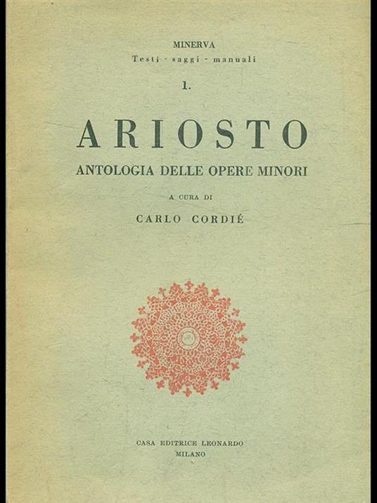 Ariosto, Antologia delle opere minori - Carlo Cordié - copertina