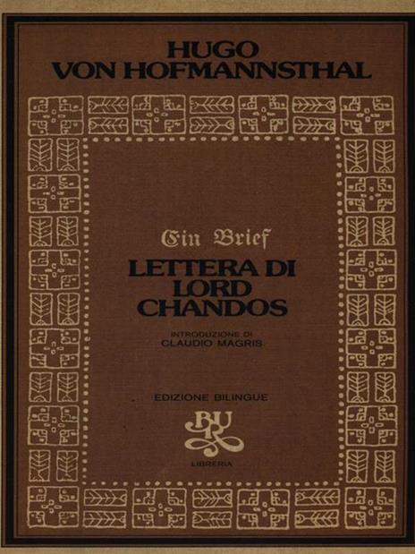 Lettera di Lord Chandos - Hugo von Hofmannsthal - copertina