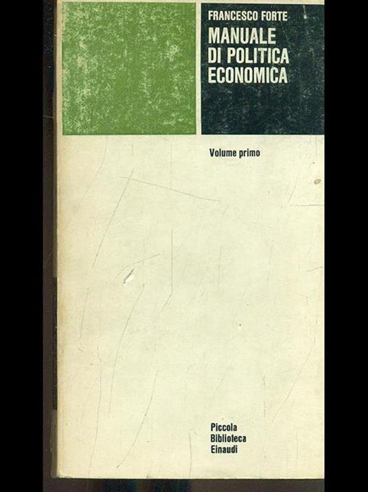 Manuale di politica economica - Francesco Forte - copertina