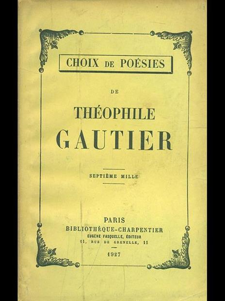 Choix de poesies - Théophile Gautier - copertina