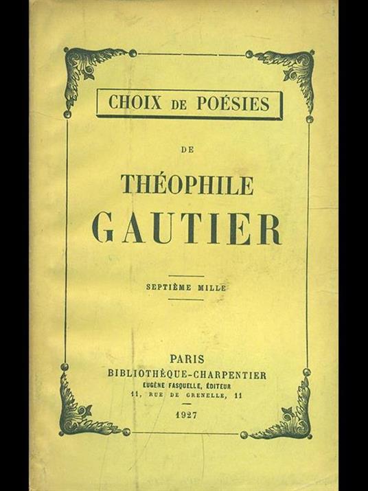 Choix de poesies - Théophile Gautier - copertina