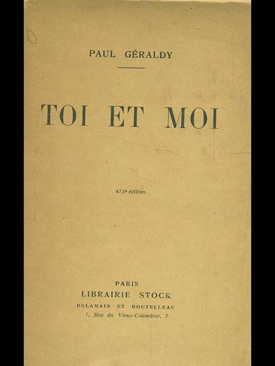 Toi et moi - Paul Géraldy - copertina