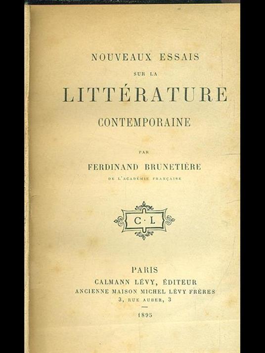 Nouveaux essais sur la literature contemporaine - copertina