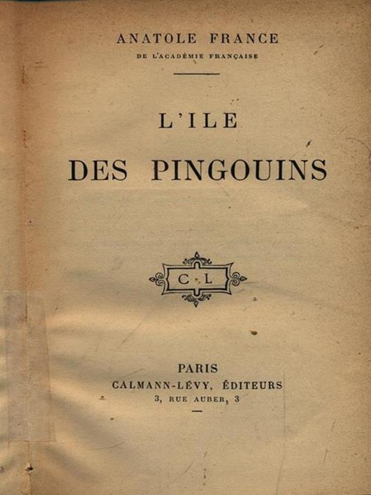 L' île des pingouins - Anatole France - copertina
