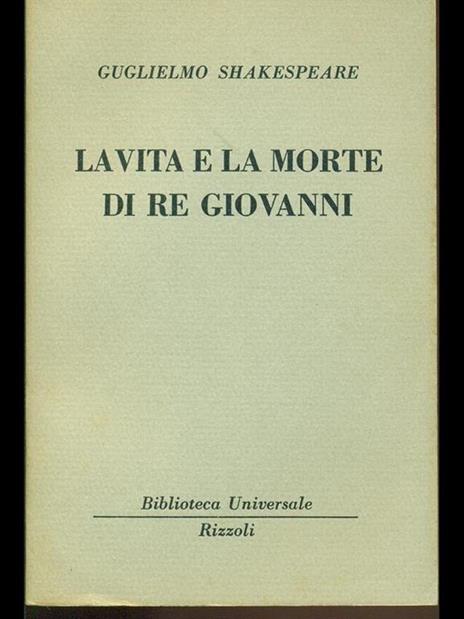 La vita e la morte di re Giovanni - William Shakespeare - copertina