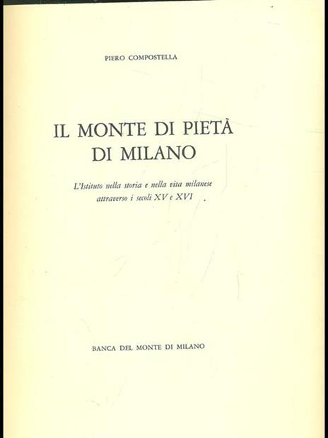 Il Monte di Pietà di Milano. 2 vv - Piero Compostella - copertina