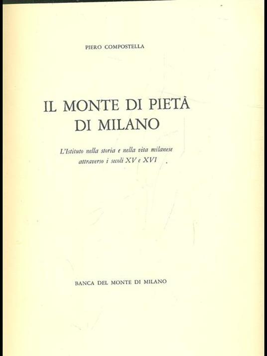 Il Monte di Pietà di Milano. 2 vv - Piero Compostella - copertina