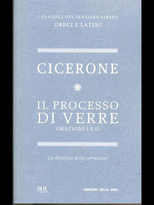 Il processo di Verre orazioni I e II - M. Tullio Cicerone - copertina