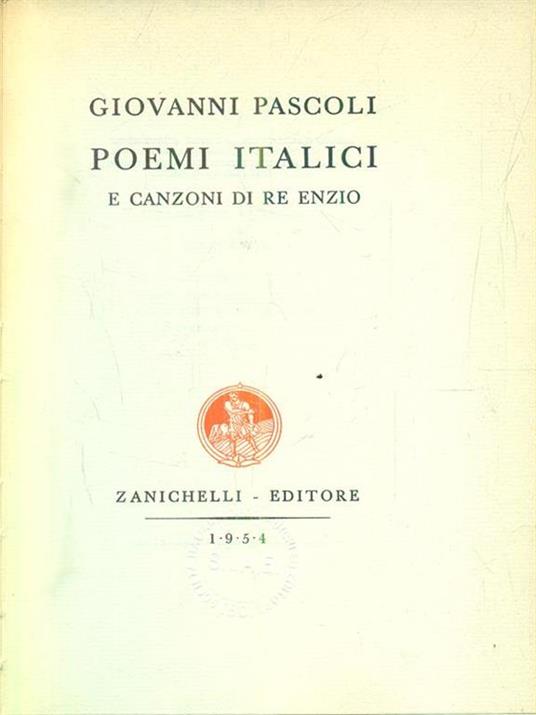 Poemi italici e canzoni di re Enzio - Giovanni Pascoli - copertina
