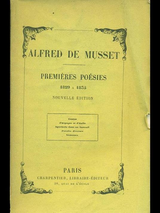 Premieres poésies: 1829 a 1835 - Alfred de Musset - copertina