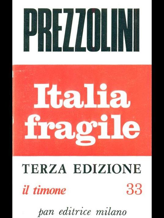 Italia fragile - Giuseppe Prezzolini - copertina