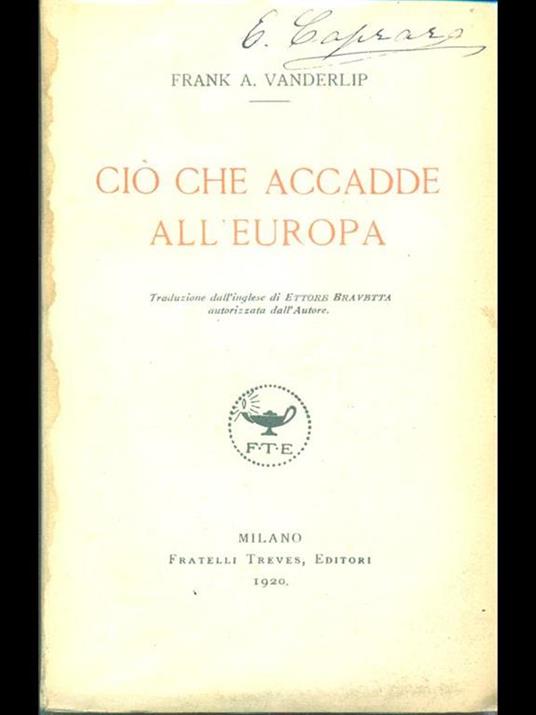 Ciò che accadde all'Europa - copertina