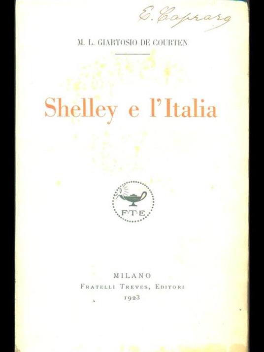 Shelley e l'Italia - Maria Luisa Giartosio De Courten - copertina