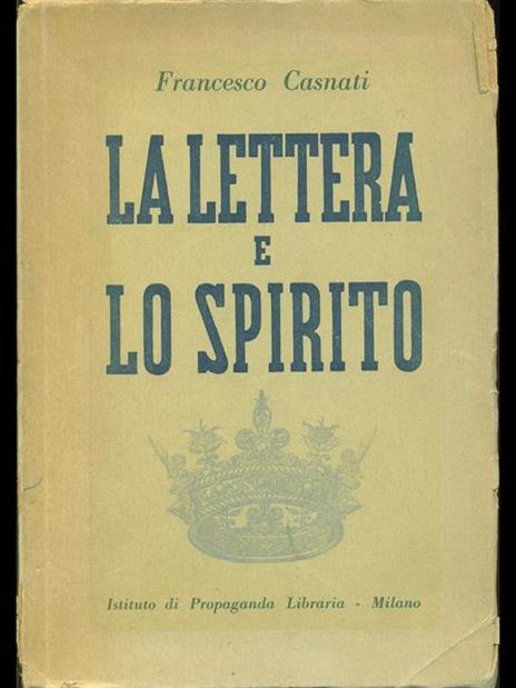 La lettera e lo spirito - Francesco Casnati - copertina