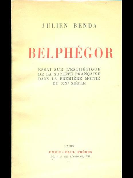 Belphegor - Julien Benda - copertina