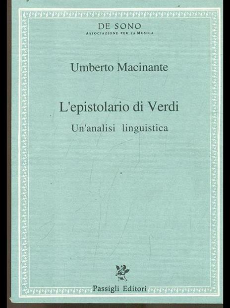 L' epistolario di Verdi. Un'analisi linguistica - Umberto Macinante - copertina