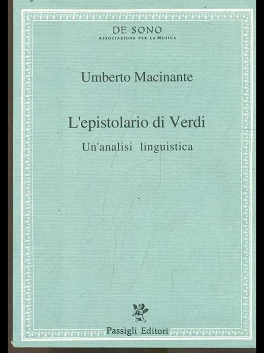 L' epistolario di Verdi. Un'analisi linguistica - Umberto Macinante - copertina