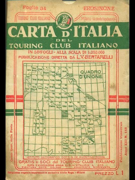 Frosinone. Carta d'Italia n. 34 - Luigi V. Bertarelli - copertina