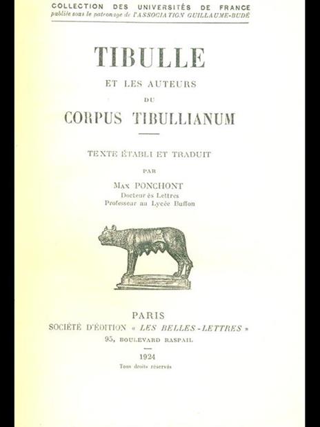 Tibulle et les auteurs du corpus tibullianum - Max Ponchont - copertina