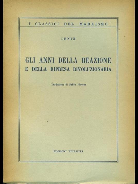 Gli anni della reazione e della ripresa rivoluzionaria - Lenin - copertina