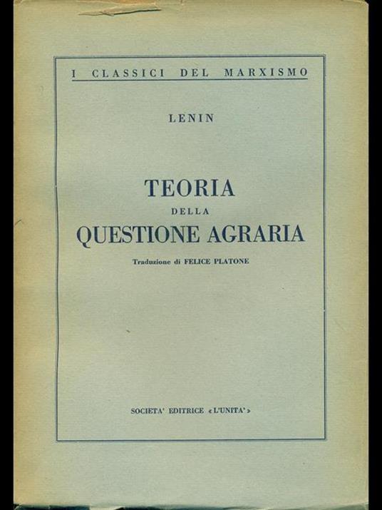 Teoria della questione agraria - Lenin - copertina