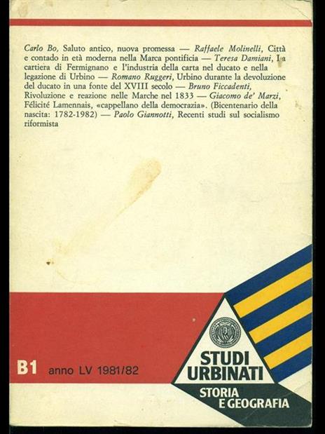 Studi urbinati B1 1981/82 - 2