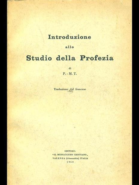 Introduzione alla Studio della Profezia - copertina