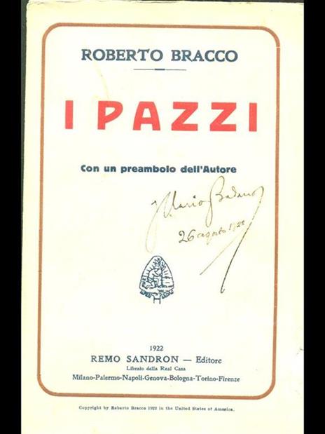 I pazzi - Roberto Bracco - copertina