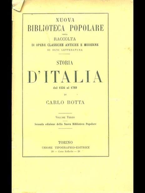 Storia d'Italia dal 1534 al 1789. Tomo terzo - Carlo Botta - 4