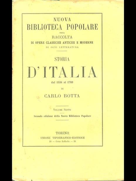 Storia d'Italia dal 1534 al 1789 volume sesto - Carlo Botta - 7