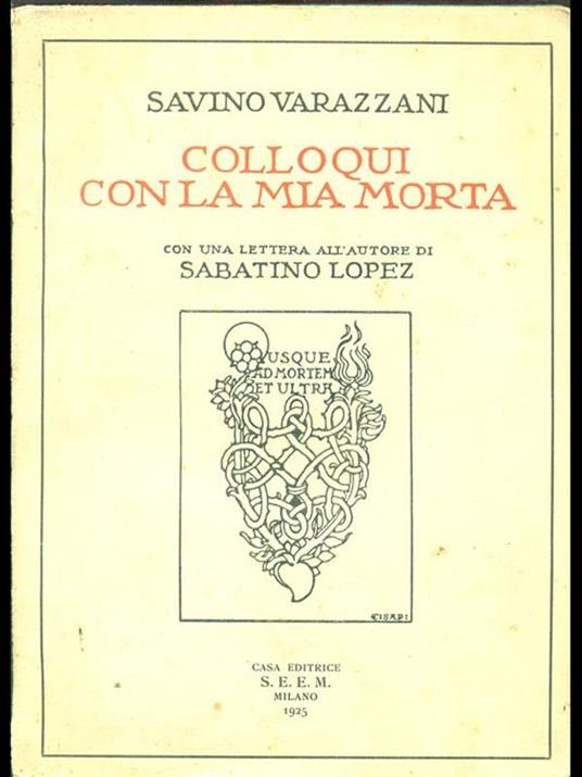 Colloqui con la mia morta - Savino Varazzani - copertina